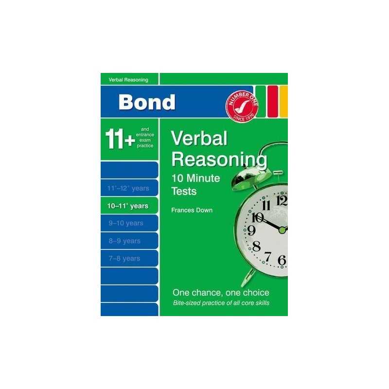 Bond 10 Minute Tests Verbal Reasoning 10-11+ yrs by Down, Frances Book