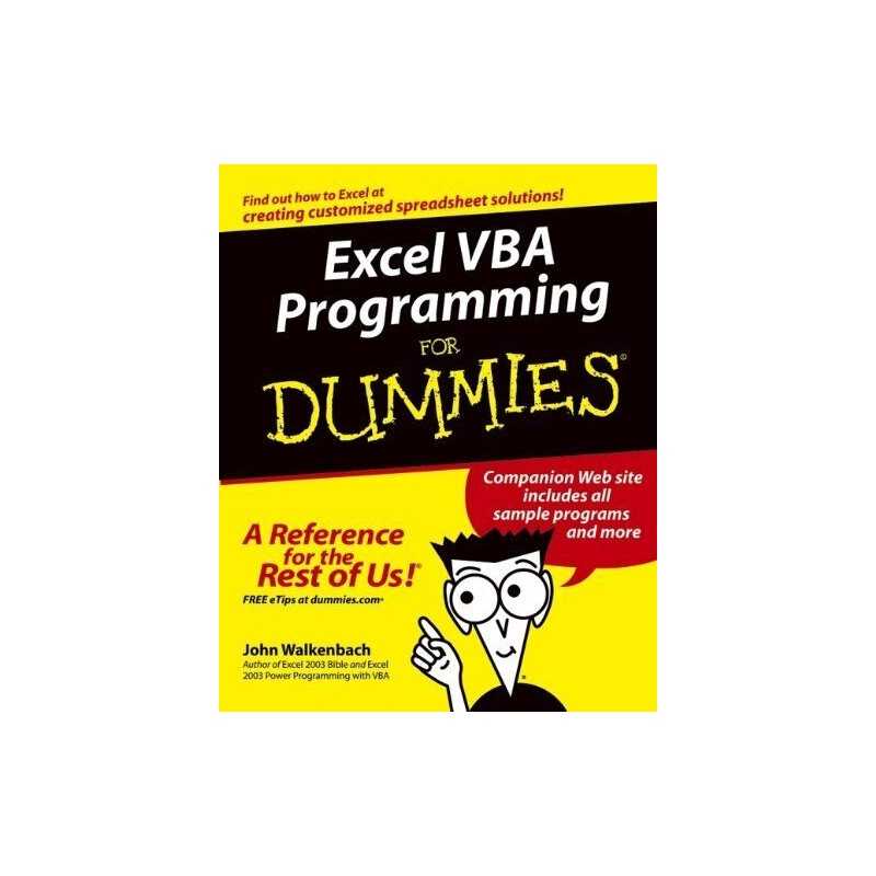 Excel VBA Programming For Dummies by Walkenbach, John Paperback Book