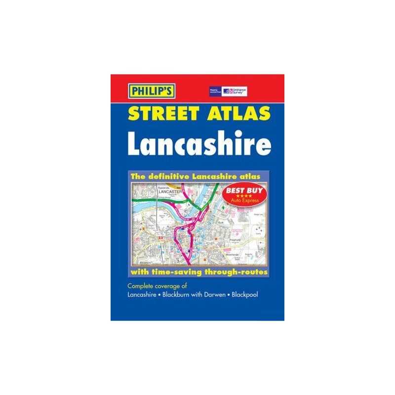 Ordnance Survey/Philips Street Atlas Lancashire Spiral bound Book