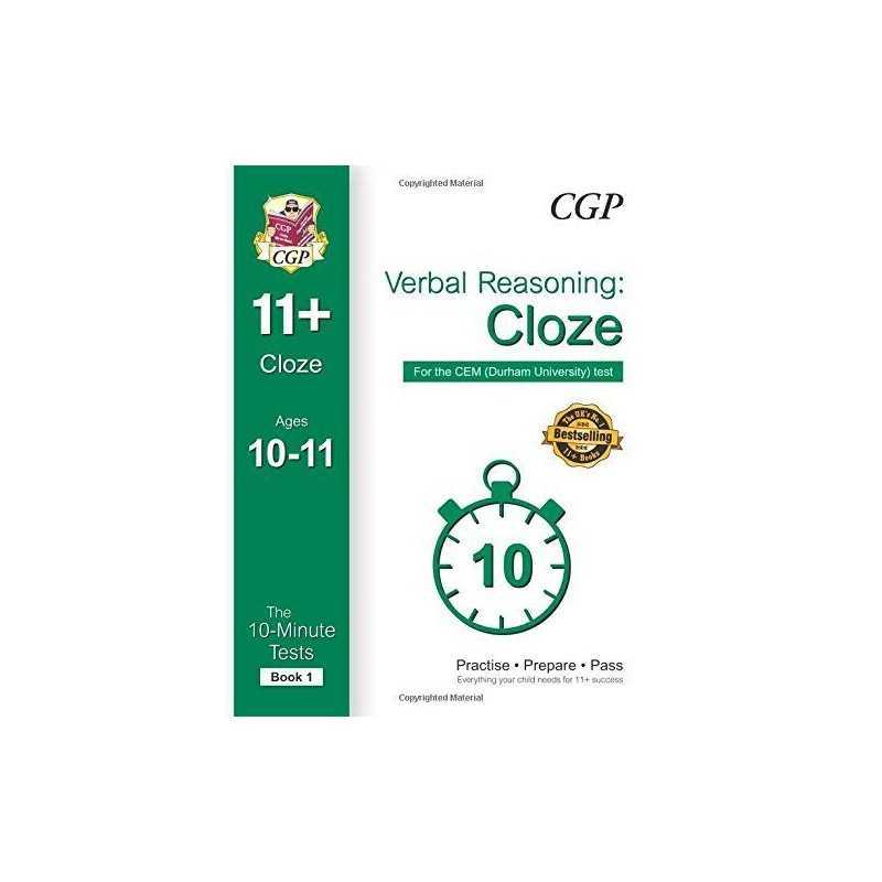 10-Minute Tests for 11+ Verbal Reasoning: Cloze Ages 10-11 (Book... by CGP Books