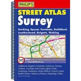 Philips Street Atlas Surrey: Spiral Edition Spiral bound Book  Fast