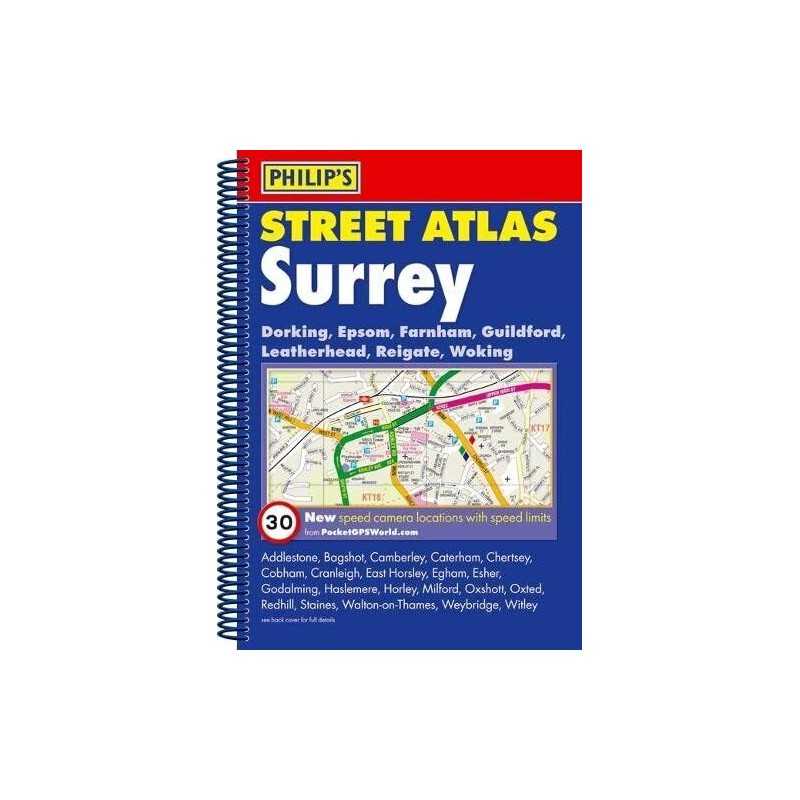 Philips Street Atlas Surrey: Spiral Edition Spiral bound Book  Fast