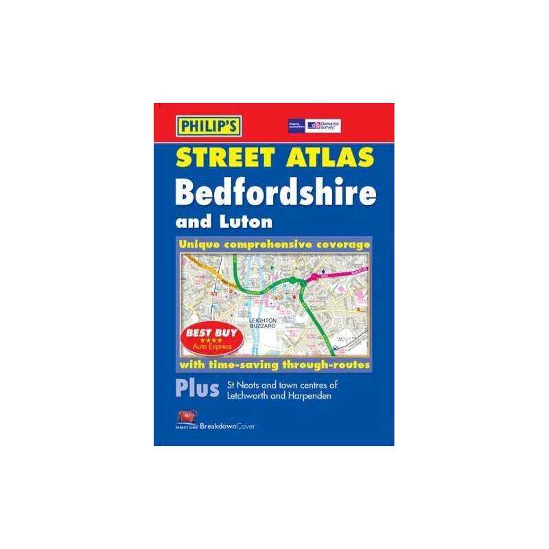 Philips Street Atlas. Bedfordshire Spiral bound Book