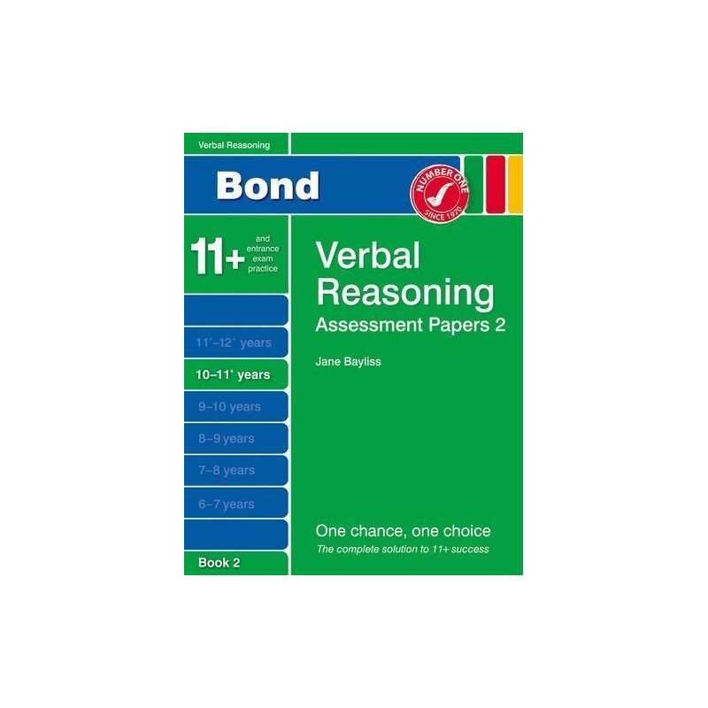 New Bond Assessment Papers Verbal Reasoning 10-11+ Years Book 2 by Jane Bayliss