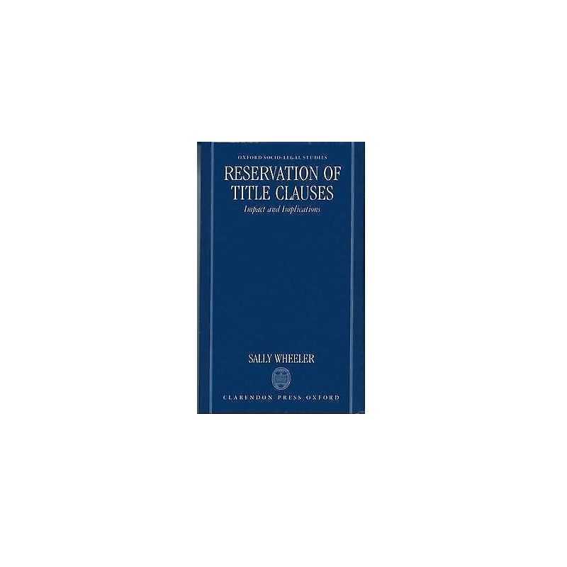 Reservation of Title Clauses - 9780198257370